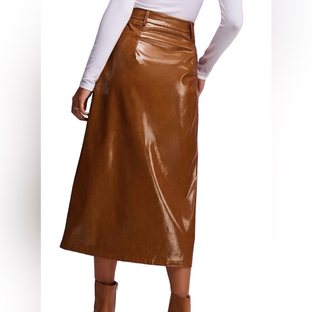 SHEIN Bizwear High Waist Flap Detail Pu Leather Skirt